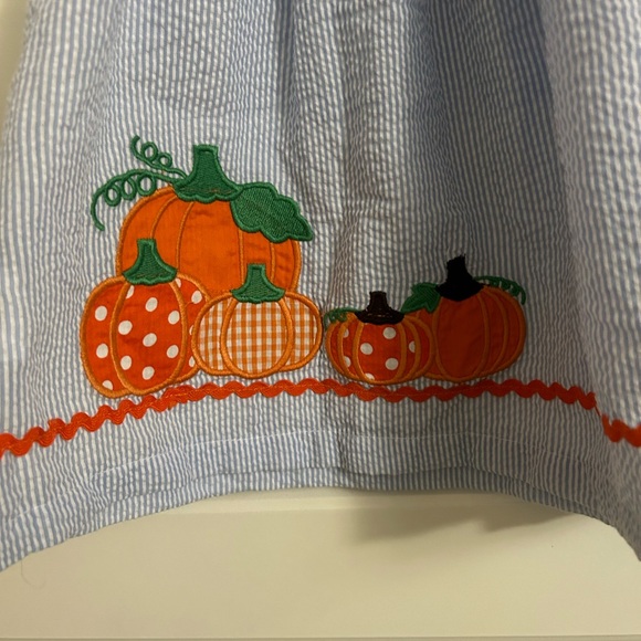 Lil’ Cactus Light Blue Seersucker Pumpkin Yoke Dress NWT.  18-24 months - Picture 4 of 6